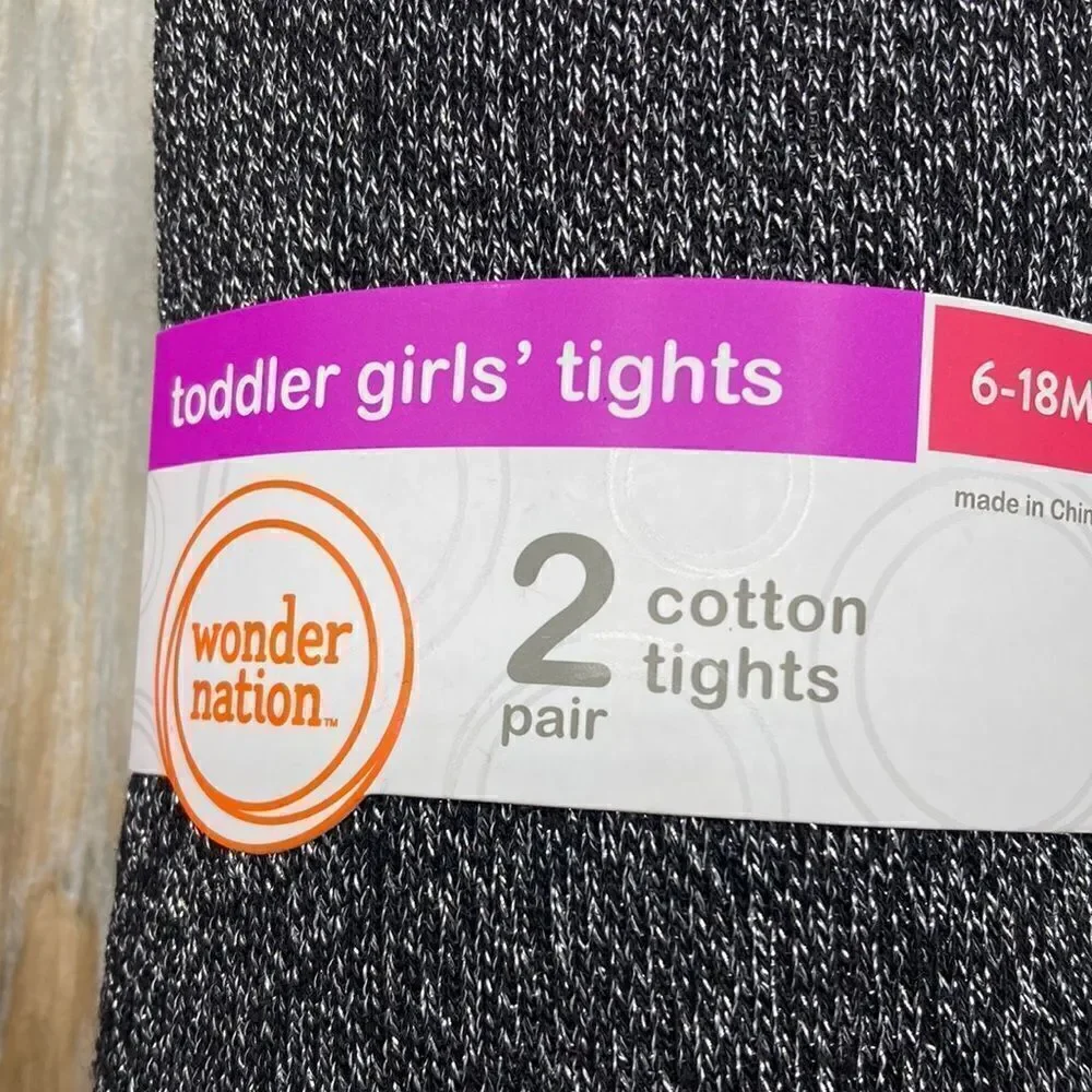 Toddler Girl’s Cotton Footed Tights 2, 2-Packs Size 6-18M